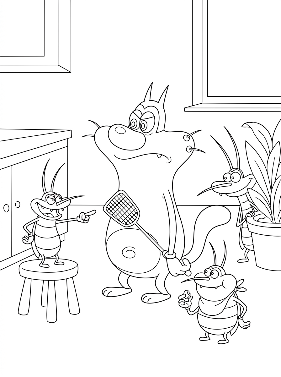 Oggy and the Cockroaches Coloring Pages 4 preschool Oggy and the Cockroaches coloring pages