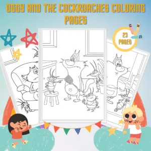 Oggy and the Cockroaches Coloring Pages thumbnail