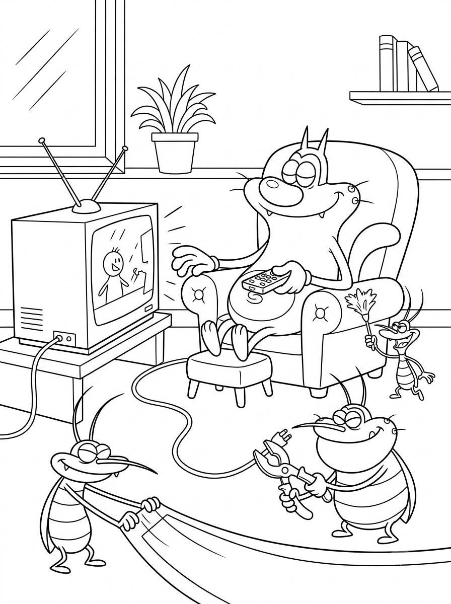 Oggy and the Cockroaches Coloring Pages 6 adult Oggy and the Cockroaches coloring pages