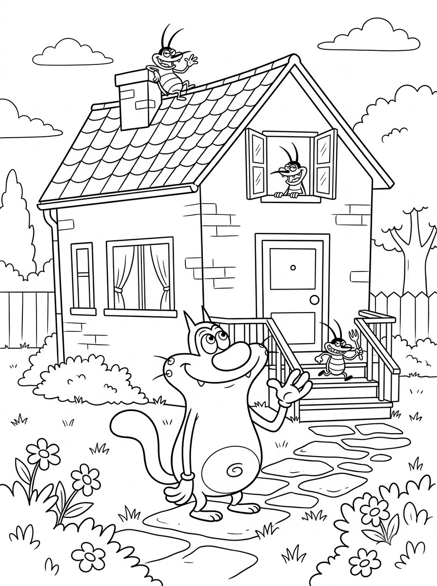Oggy and the Cockroaches Coloring Pages 8 detailed Oggy and the Cockroaches coloring pages