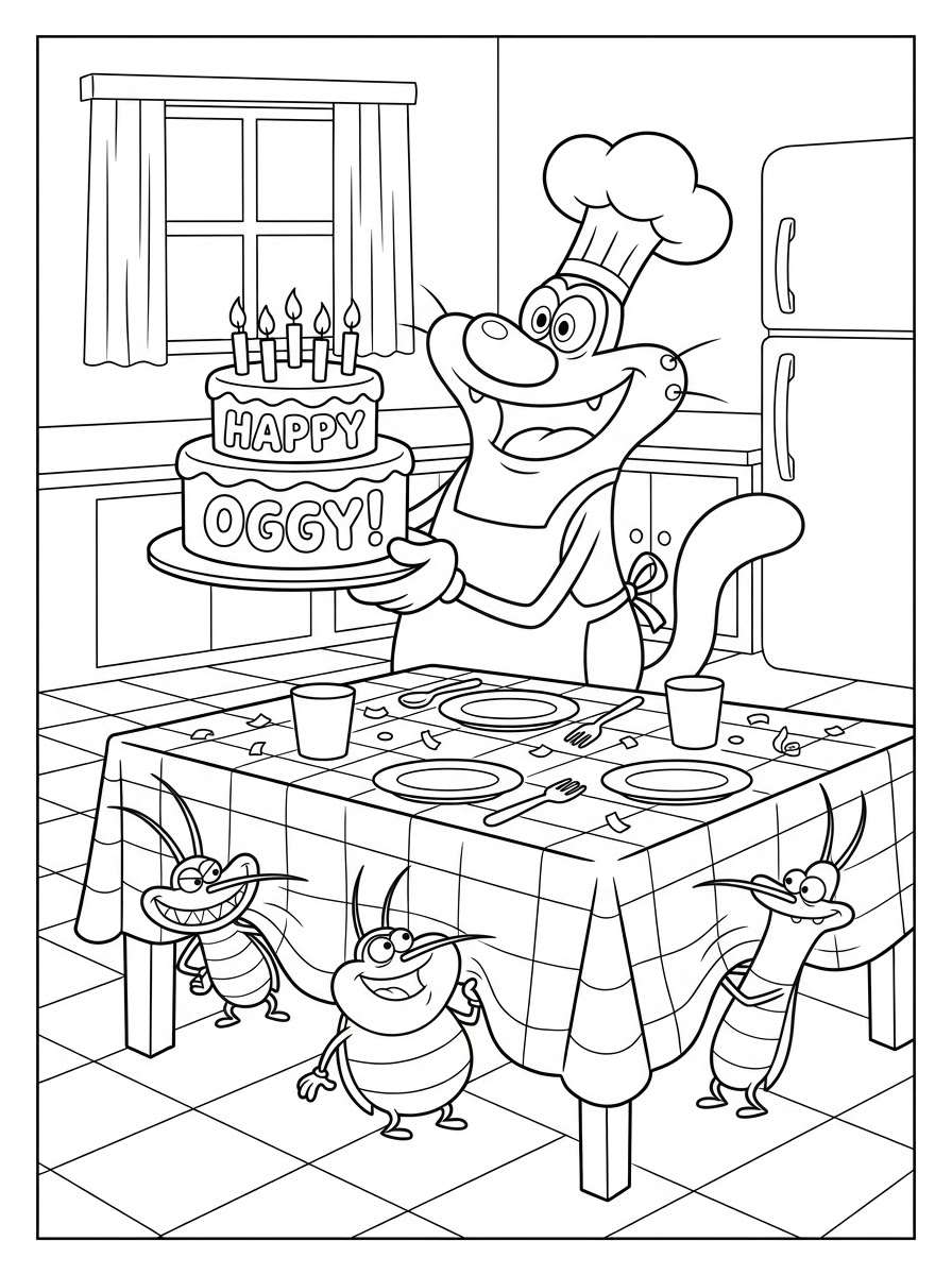 Oggy and the Cockroaches Coloring Pages 10 cute Oggy and the Cockroaches coloring pages