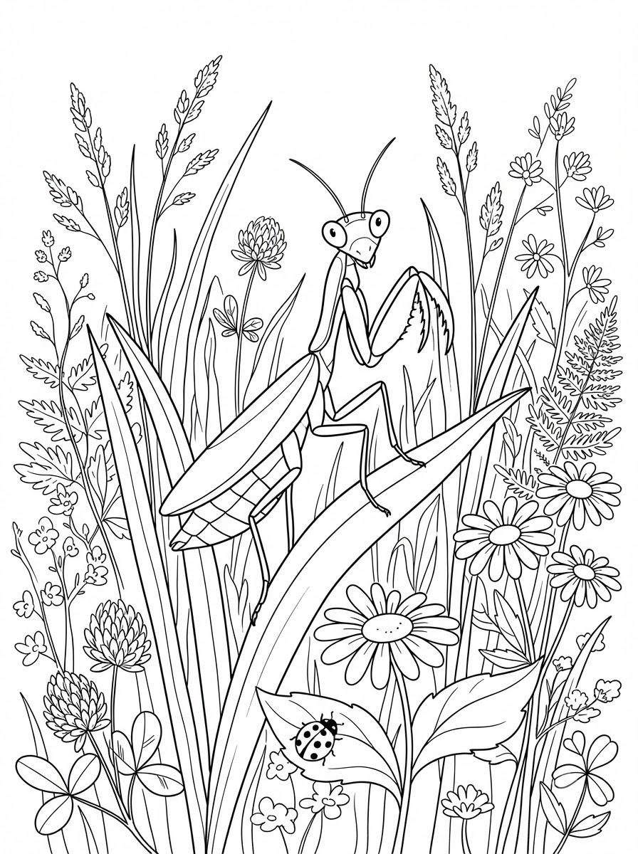 Praying Mantis coloring pages for adults