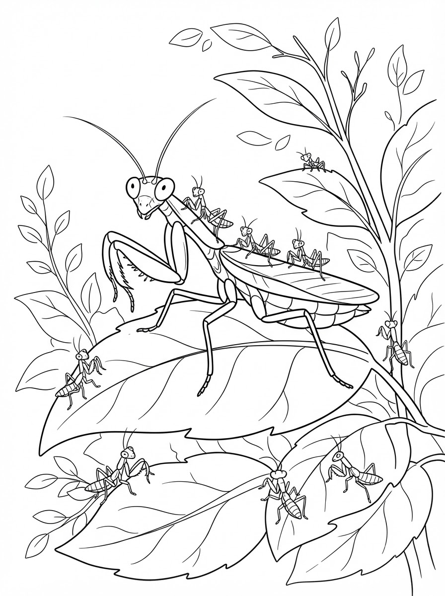 printable Praying Mantis coloring pages