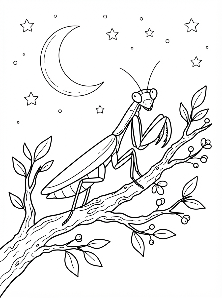 vintage Praying Mantis coloring pages