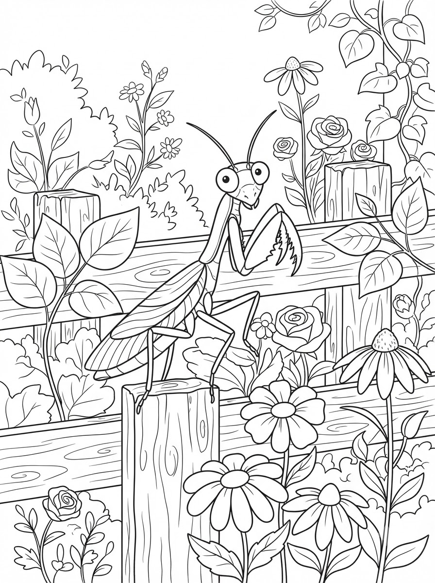 free Praying Mantis coloring pages printable