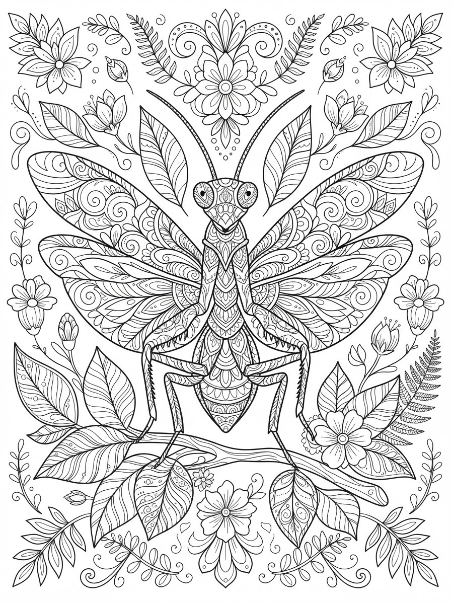 Praying Mantis coloring pages free 1