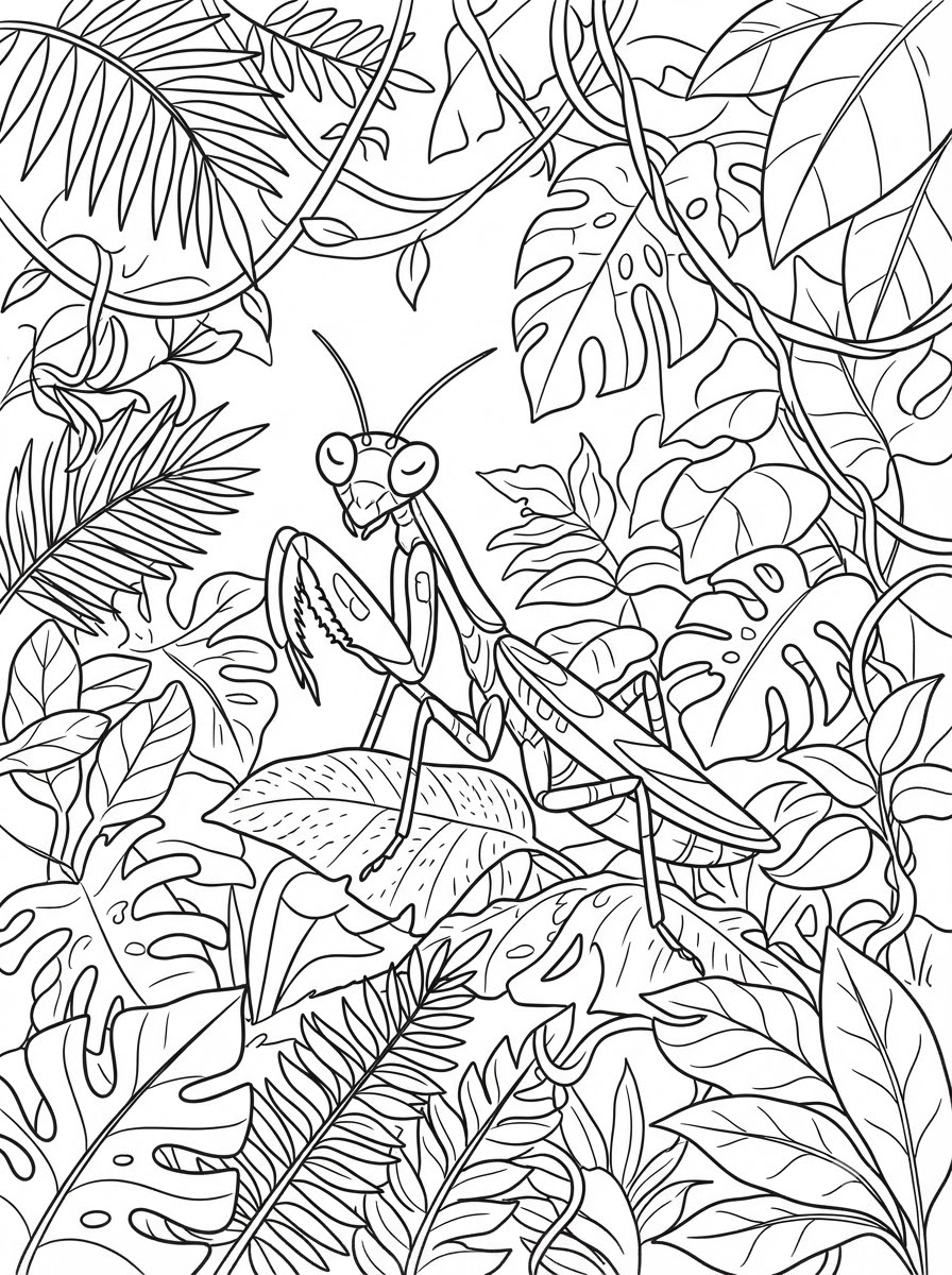 Praying Mantis coloring pages for adults pdf