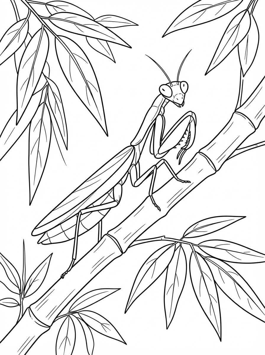 Praying Mantis free coloring pages 1