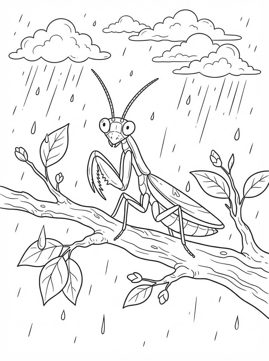 Praying Mantis cards coloring pages