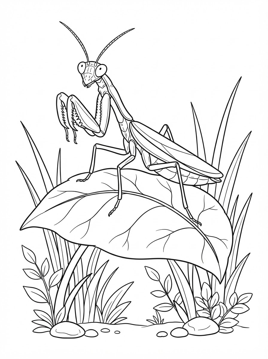 Praying Mantis coloring pages for preschoolers