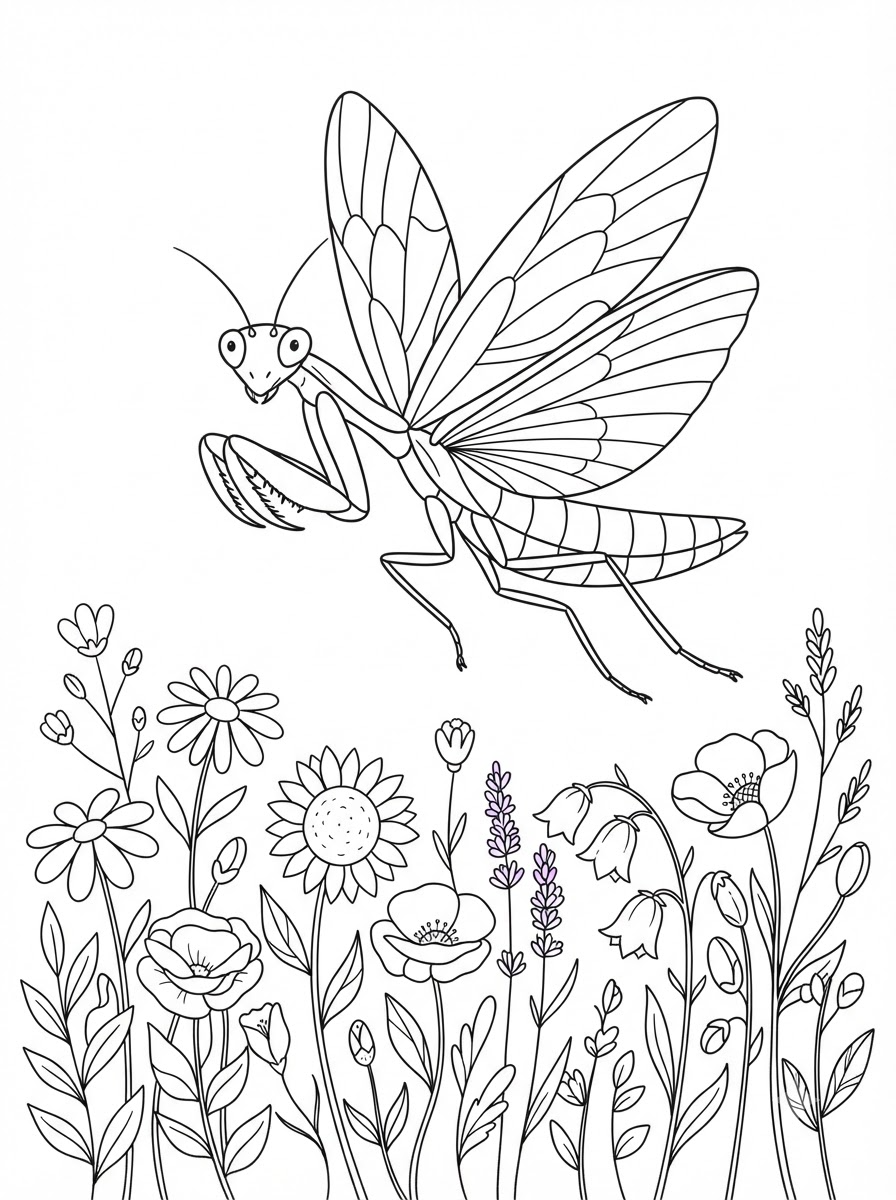 coloring pages for kids Praying Mantis