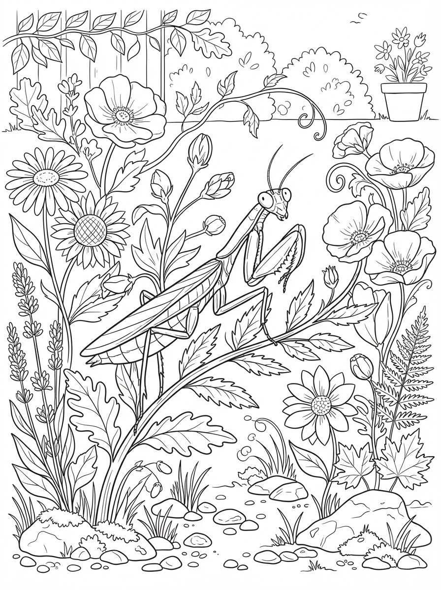 coloring pages printable Praying Mantis 1