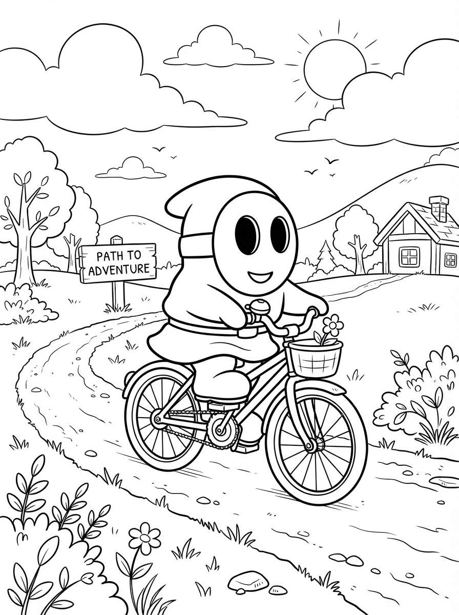 Shy Guy coloring pages for preschoolers