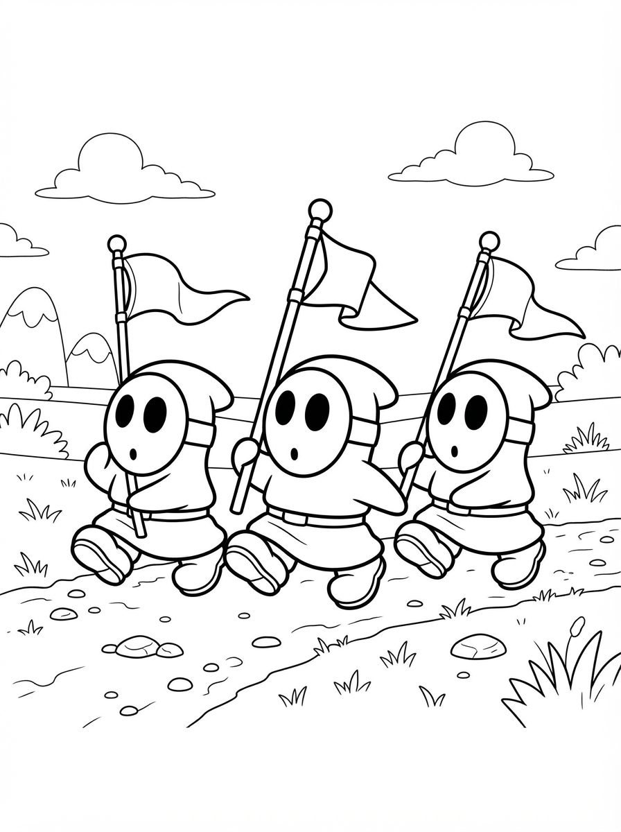 Shy Guy cards coloring pages 1