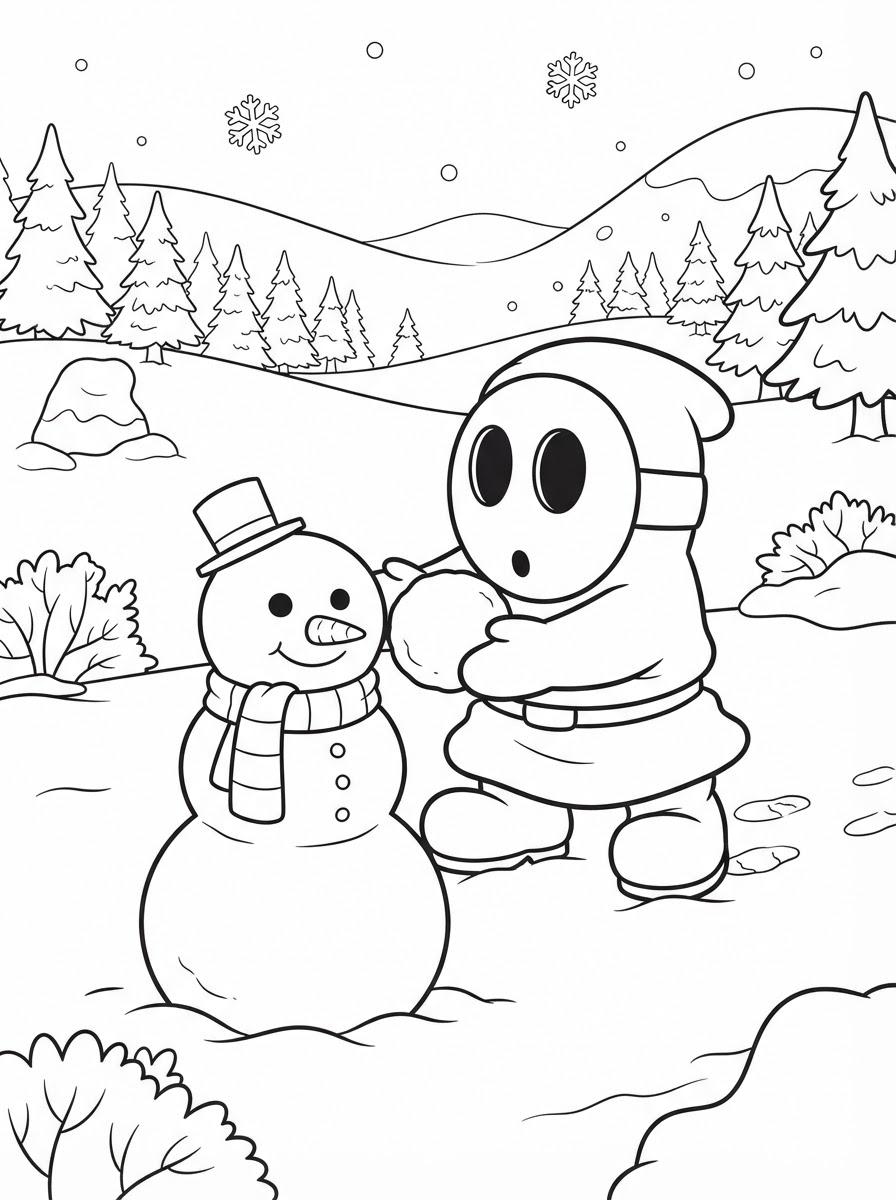 Shy Guy cards coloring pages