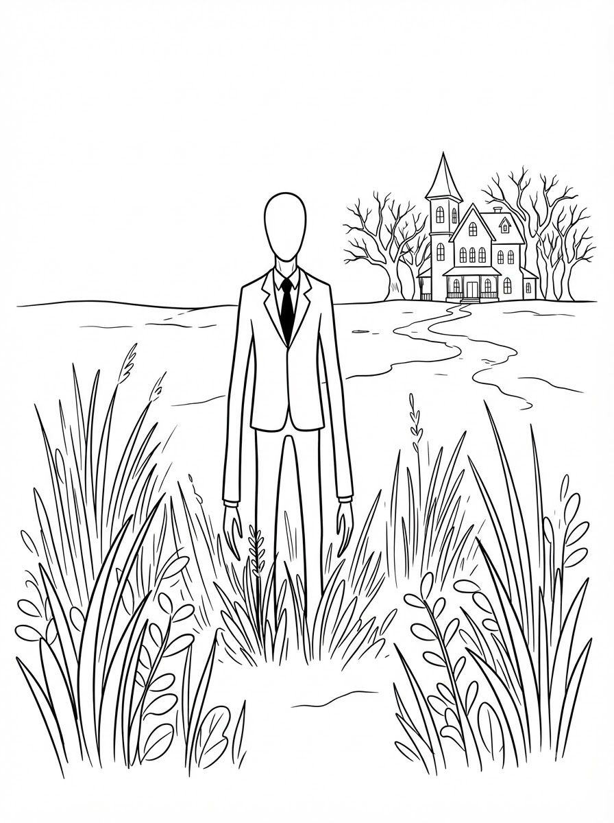 sevimli Slender Man renkli sayfalar
