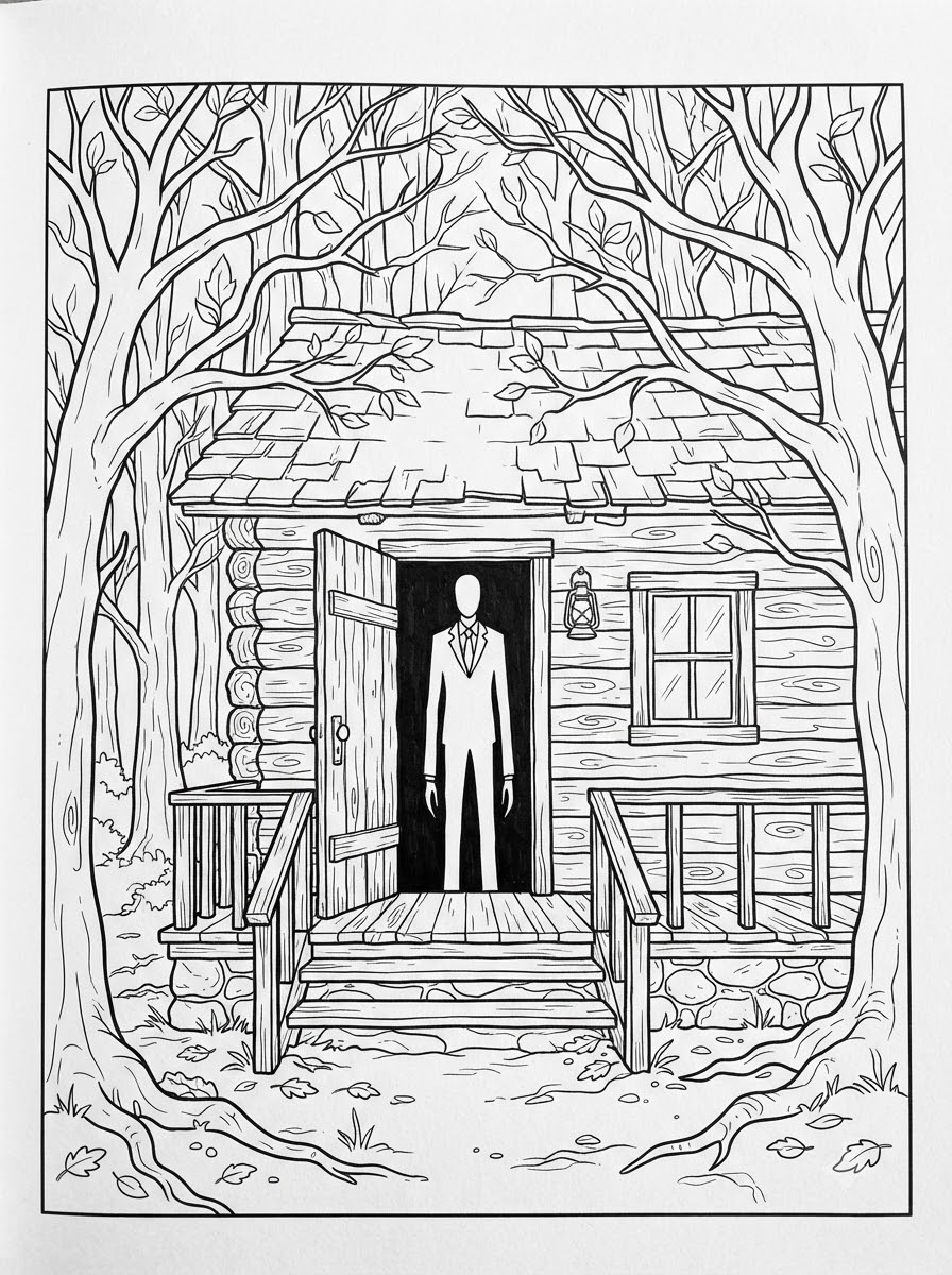 Slender Man ücretsiz boyama sayfaları 2