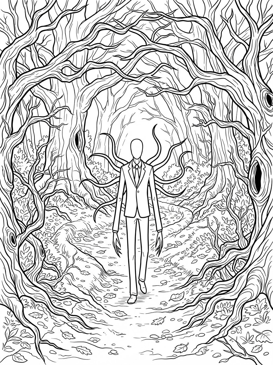 Slender Man yazdırılacak boyama sayfaları