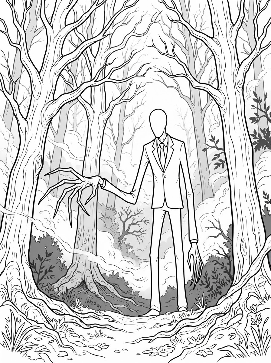 sevimli boyama sayfaları Slender Man