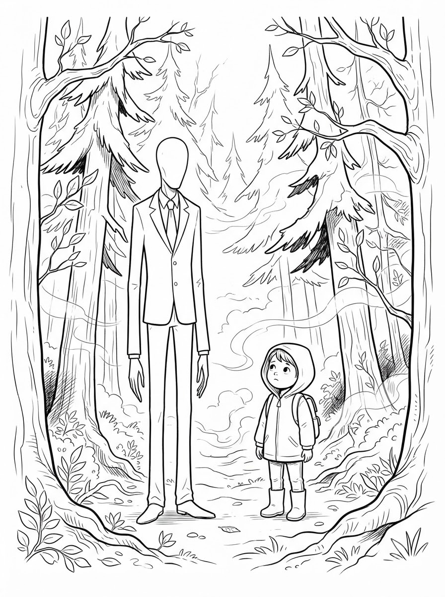 Slender Man boyama sayfaları pdf