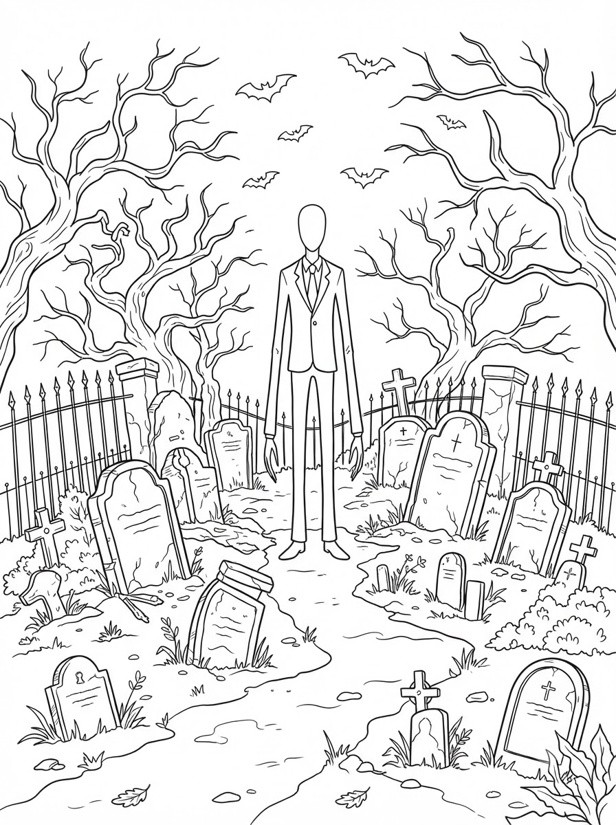 Slender Man ücretsiz boyama sayfaları
