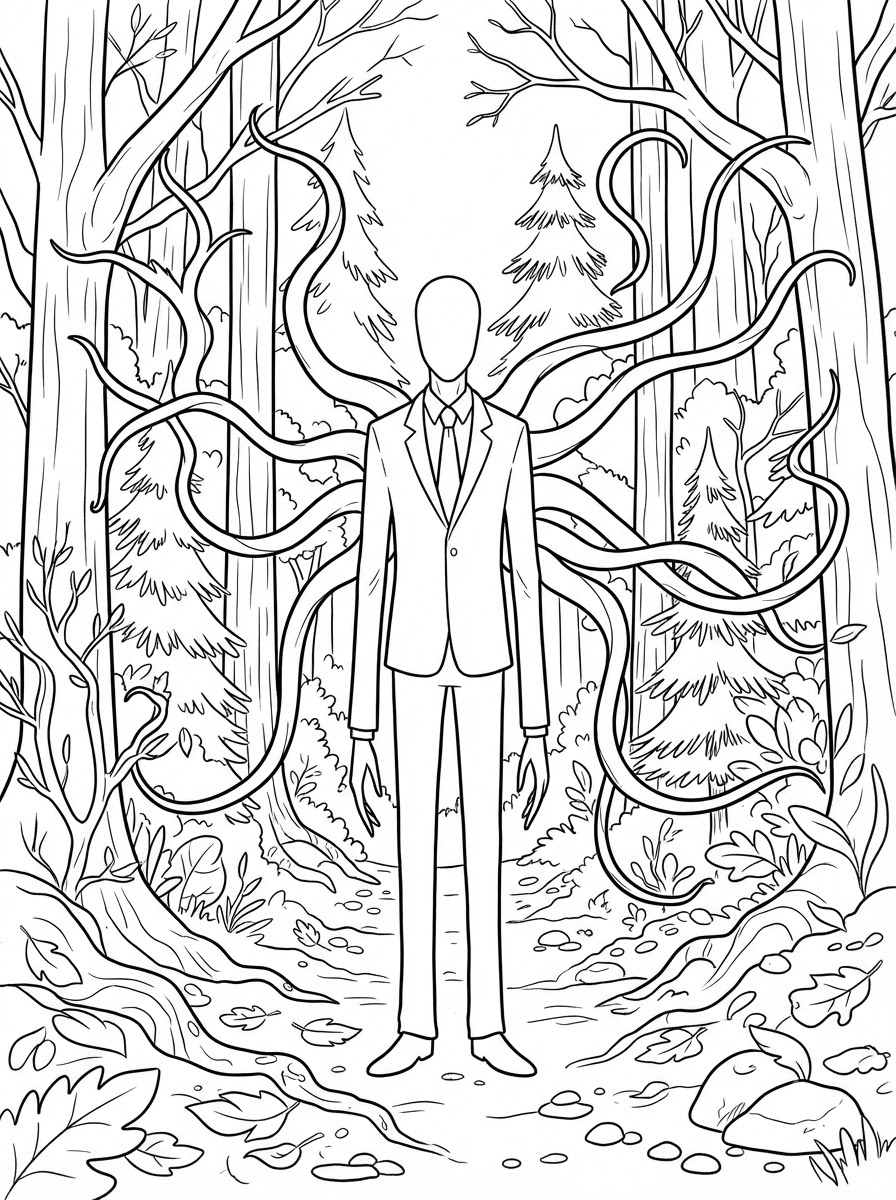 Slender Man süs eşyaları boyama sayfaları