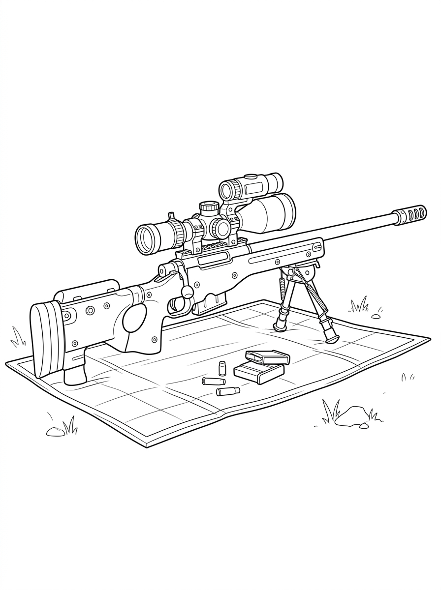 Sniper Rifle Coloring Pages 12 kawaii cute Sniper Rifle coloring pages