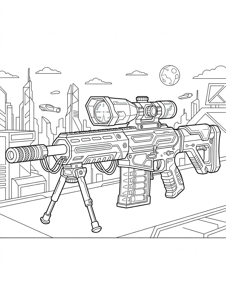 Sniper Rifle Coloring Pages 16 free coloring Sniper Rifle pages