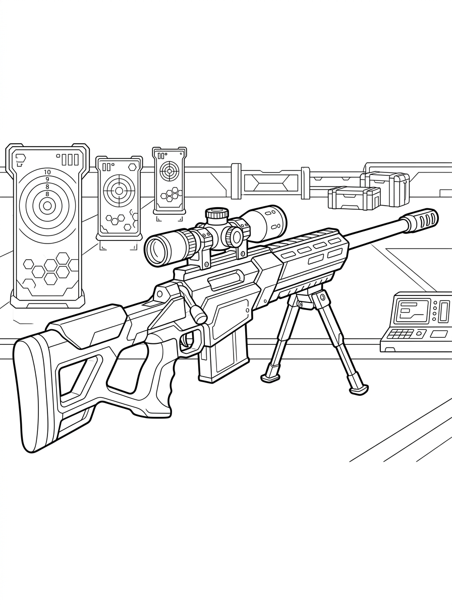 Sniper Rifle Coloring Pages 17 easy Sniper Rifle coloring pages