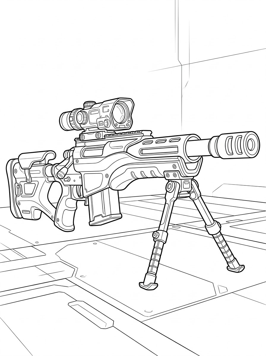 Sniper Rifle Coloring Pages 19 vintage Sniper Rifle coloring pages
