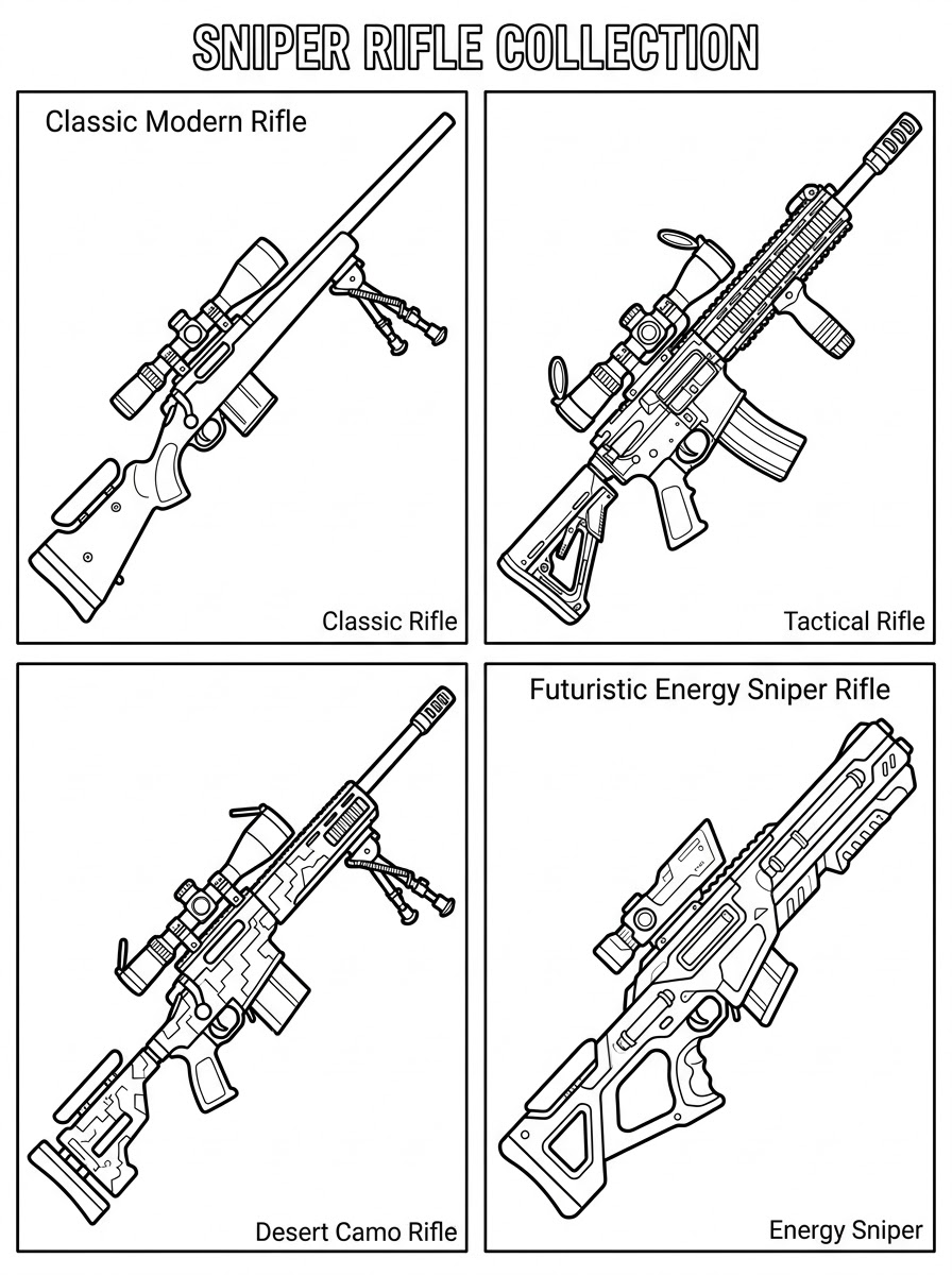 Sniper Rifle Coloring Pages 22 cute Sniper Rifle coloring pages