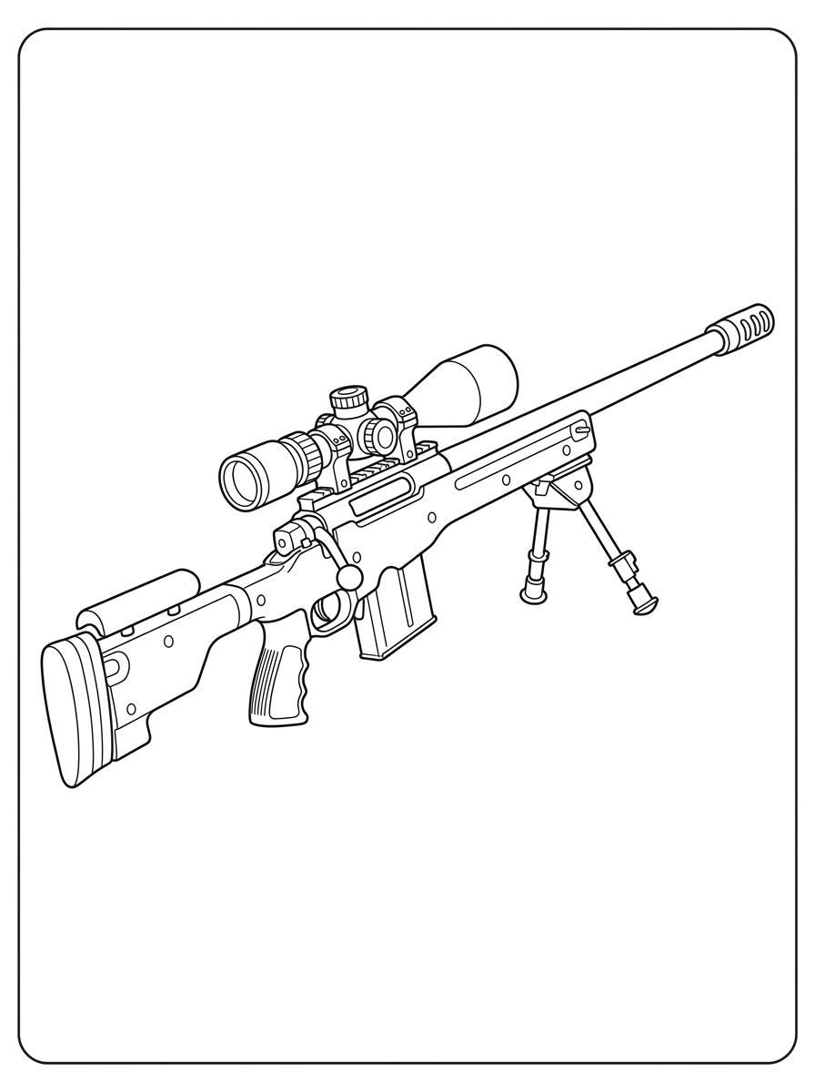 Sniper Rifle Coloring Pages 4 coloring pages printable Sniper Rifle