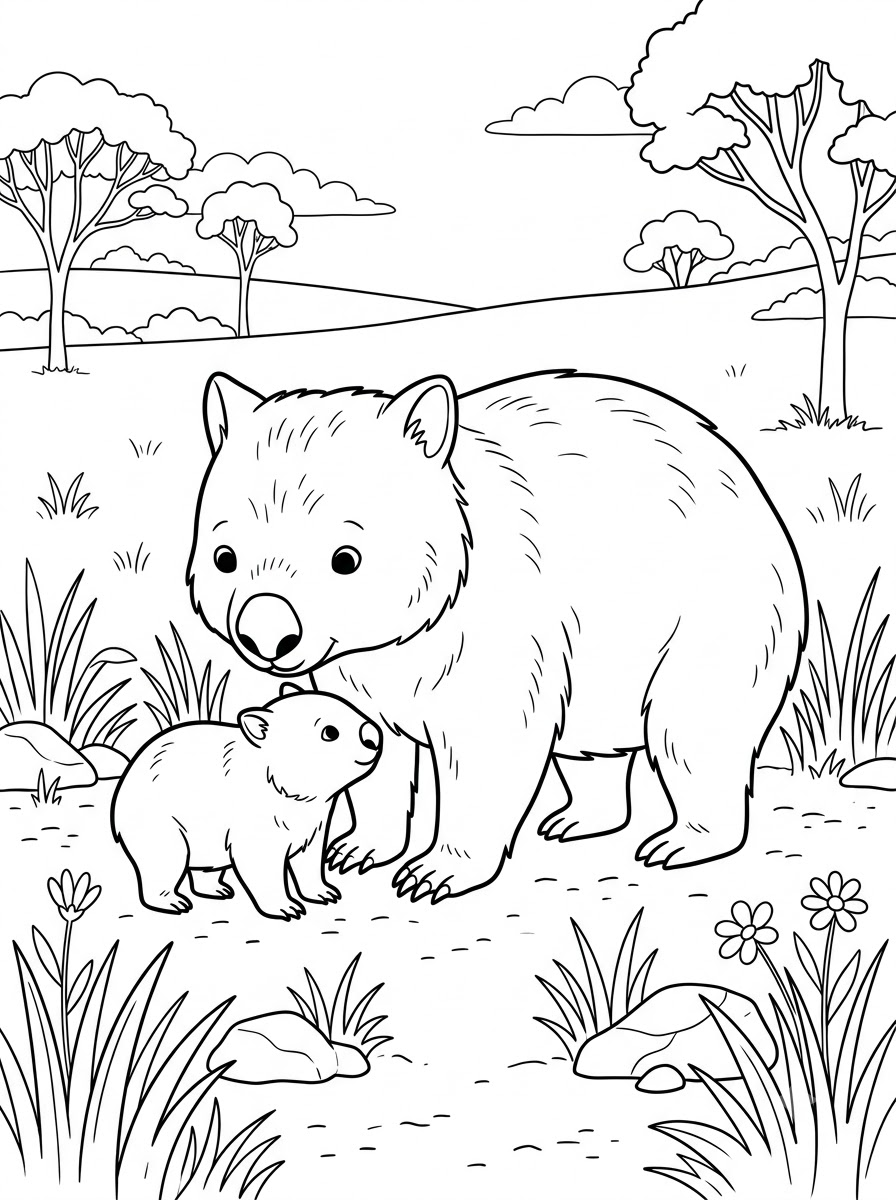 Wombat Coloring Pages 3 Wombat coloring book pages
