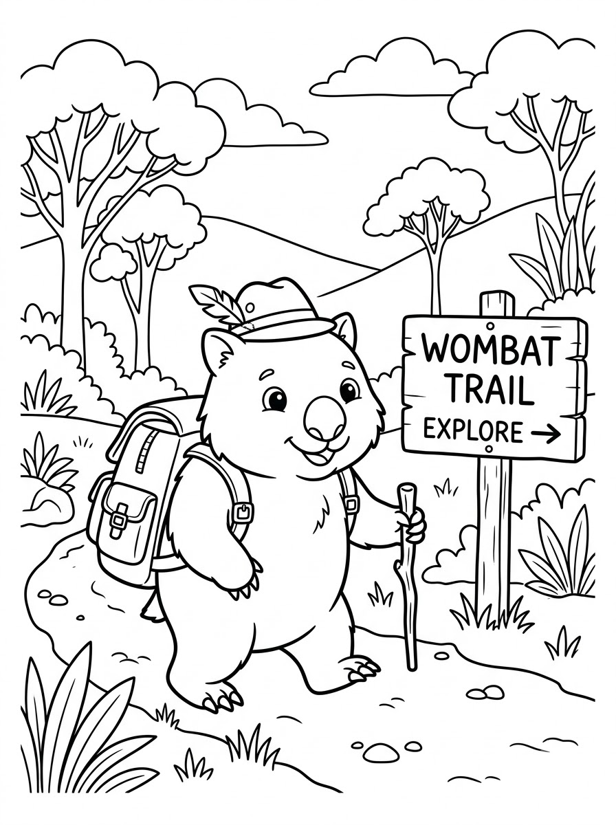 Wombat Coloring Pages 9 vintage Wombat coloring pages