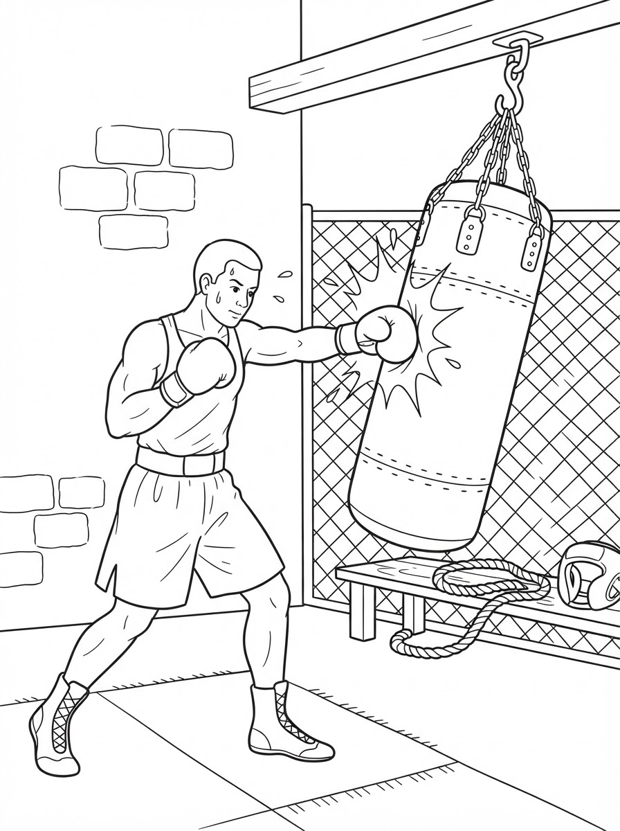 Boxing Coloring Pages 6 free printable Boxing coloring pages