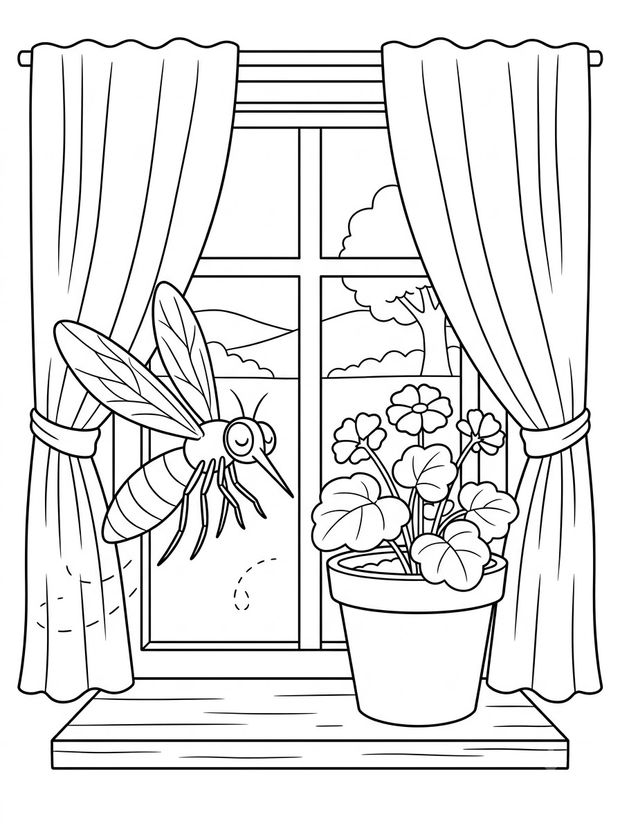Mosquito coloring pages for preschoolers