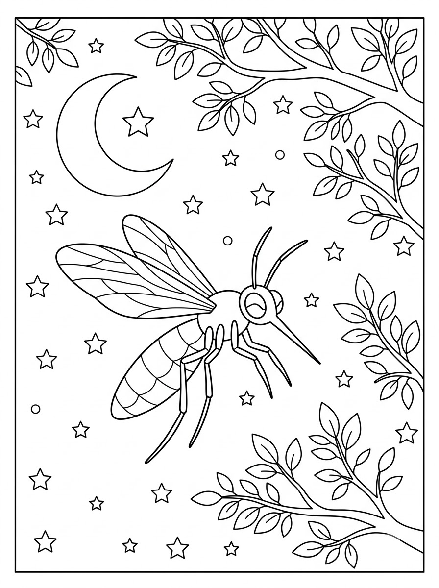 easy Mosquito coloring pages