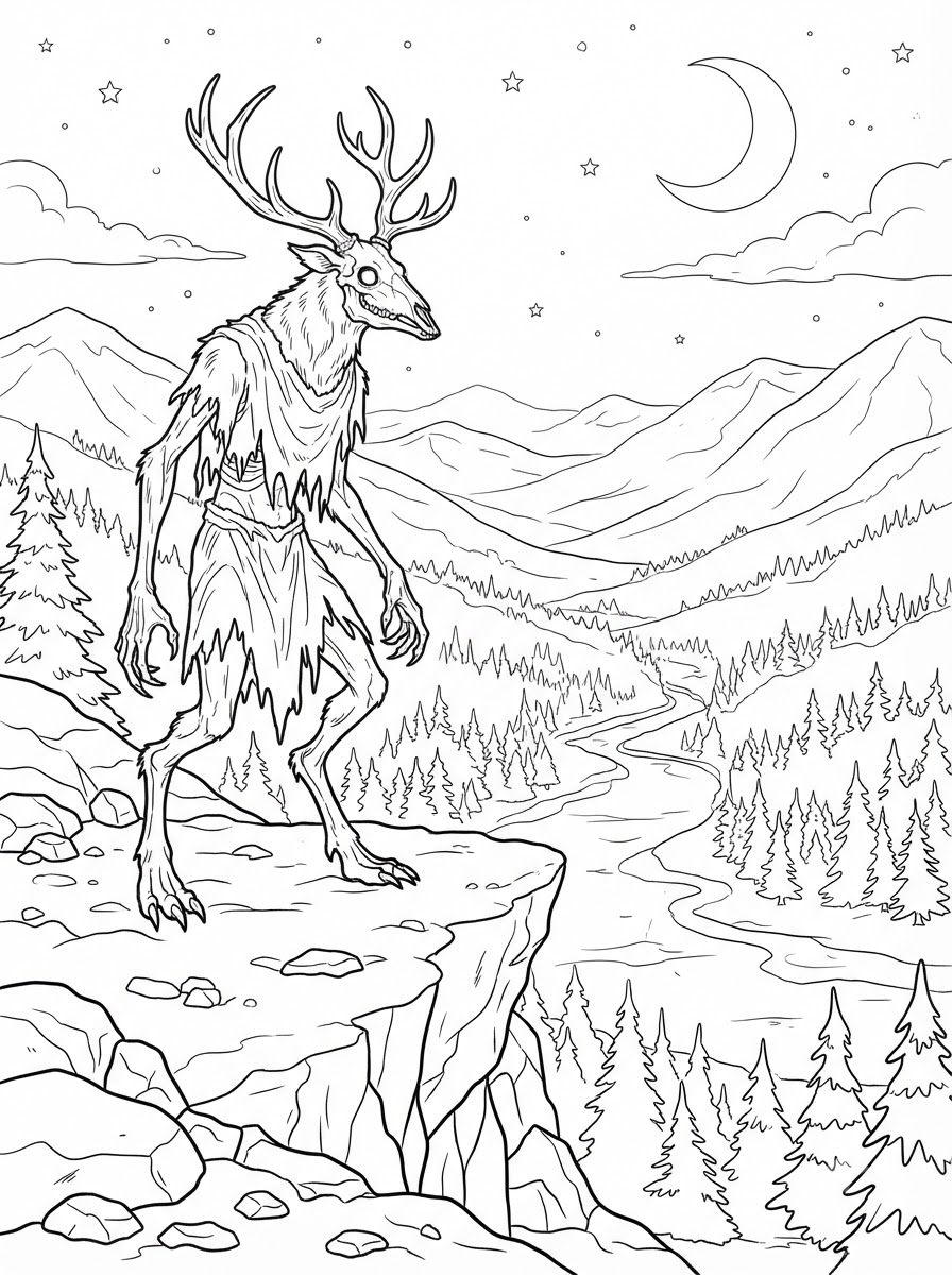 free Wendigo coloring pages for adults