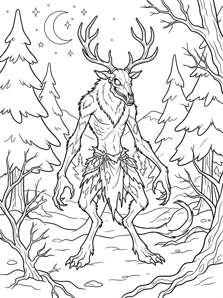 printable Wendigo coloring pages for adults