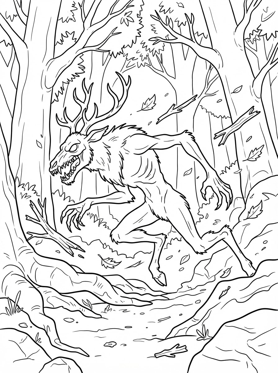 free full size printable Wendigo coloring pages for adults pdf
