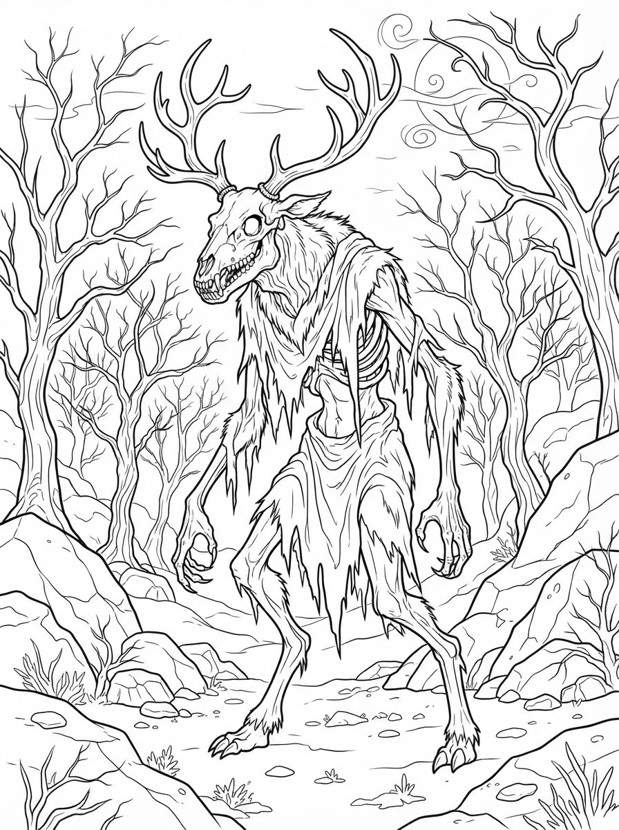 free Wendigo coloring pages printable